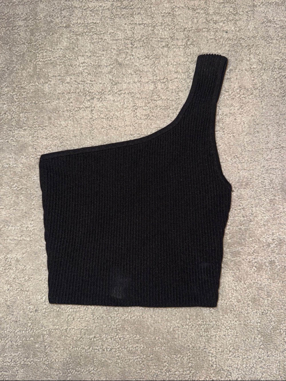 Aritzia Babaton One-Shoulder Black Knit Crop Top